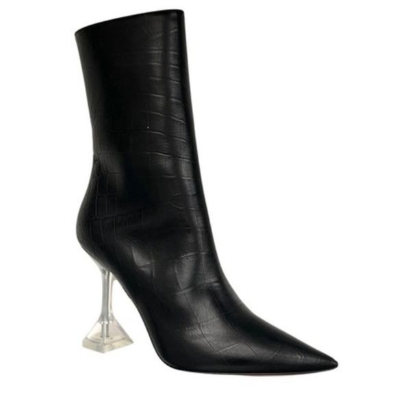 Amina Muaddi Shoes - AMINA MUADDI  Clear Heel Giorgia 95 Leather Crocodile Ankle Boots